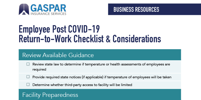 Employee Post COVID-19 Return-to-Work Checklist & Considerations checklist large