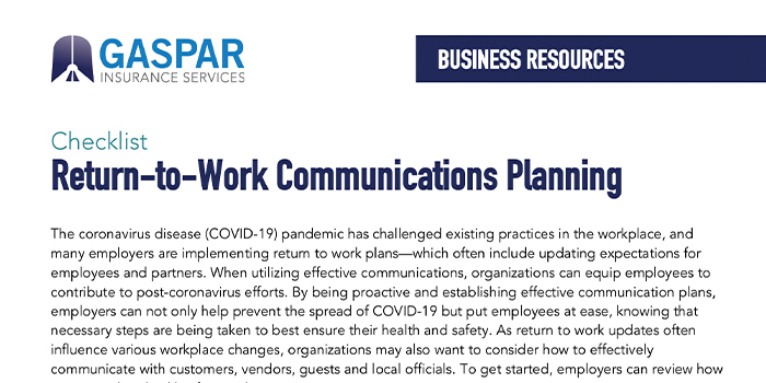 Return-to-Work Communications Planning