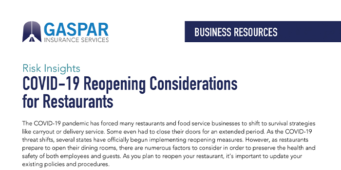 COVID-19 Reopening Considerations for Restaurants