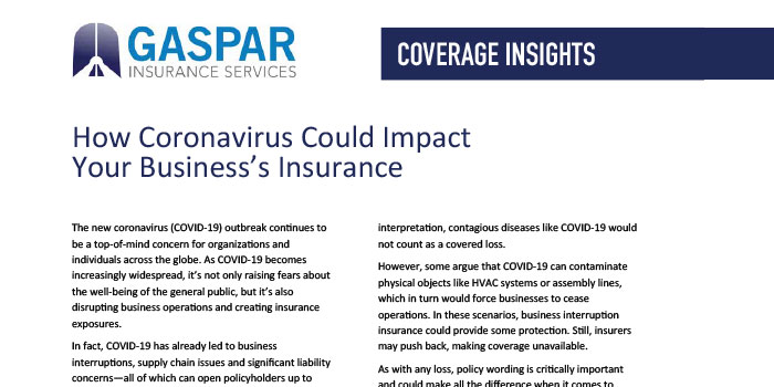 How Coronavirus could impact your business's insurance