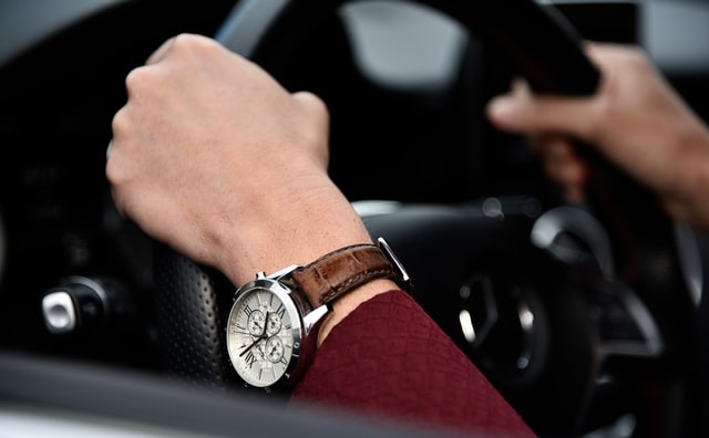 Driving a car while wearing a watch